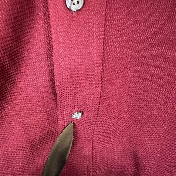 Murano Mens XL Shirt Burgundy 100% Silk Band Collar Long Sleeve Button Up Pocket - Picture 10 of 10